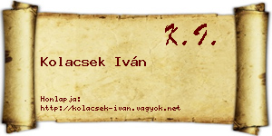 Kolacsek Iván névjegykártya